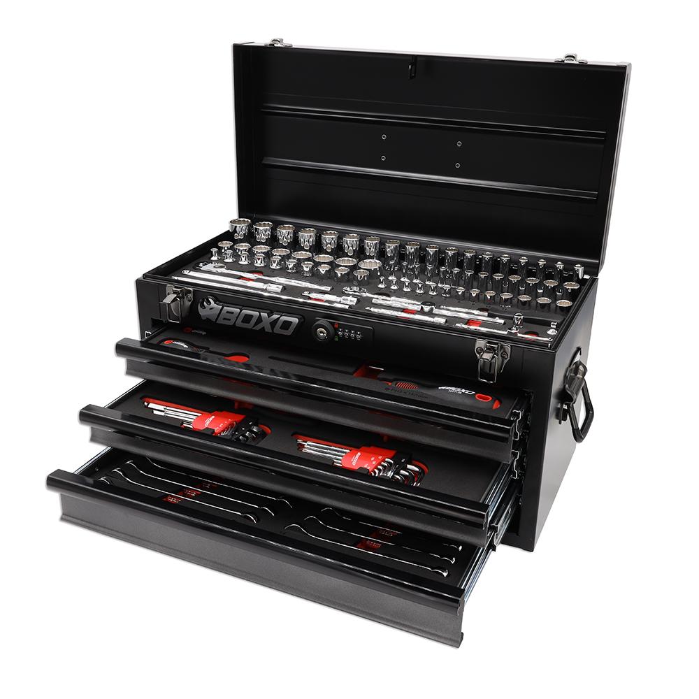 133-Piece Metric Tool Set with Black 3-Drawer Hand Carry Box